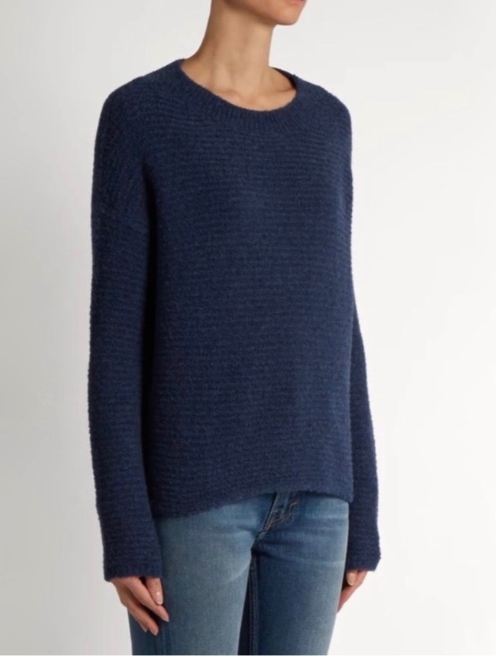 Vince Blue Knit Wool Cashmere-Blend Crew Neck Sweater Size Small